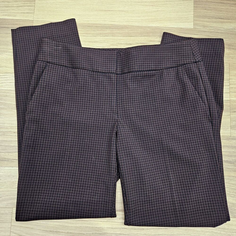 Loft Womens Black Brown Plaid Tapered Marisa Dress Pants Size 4